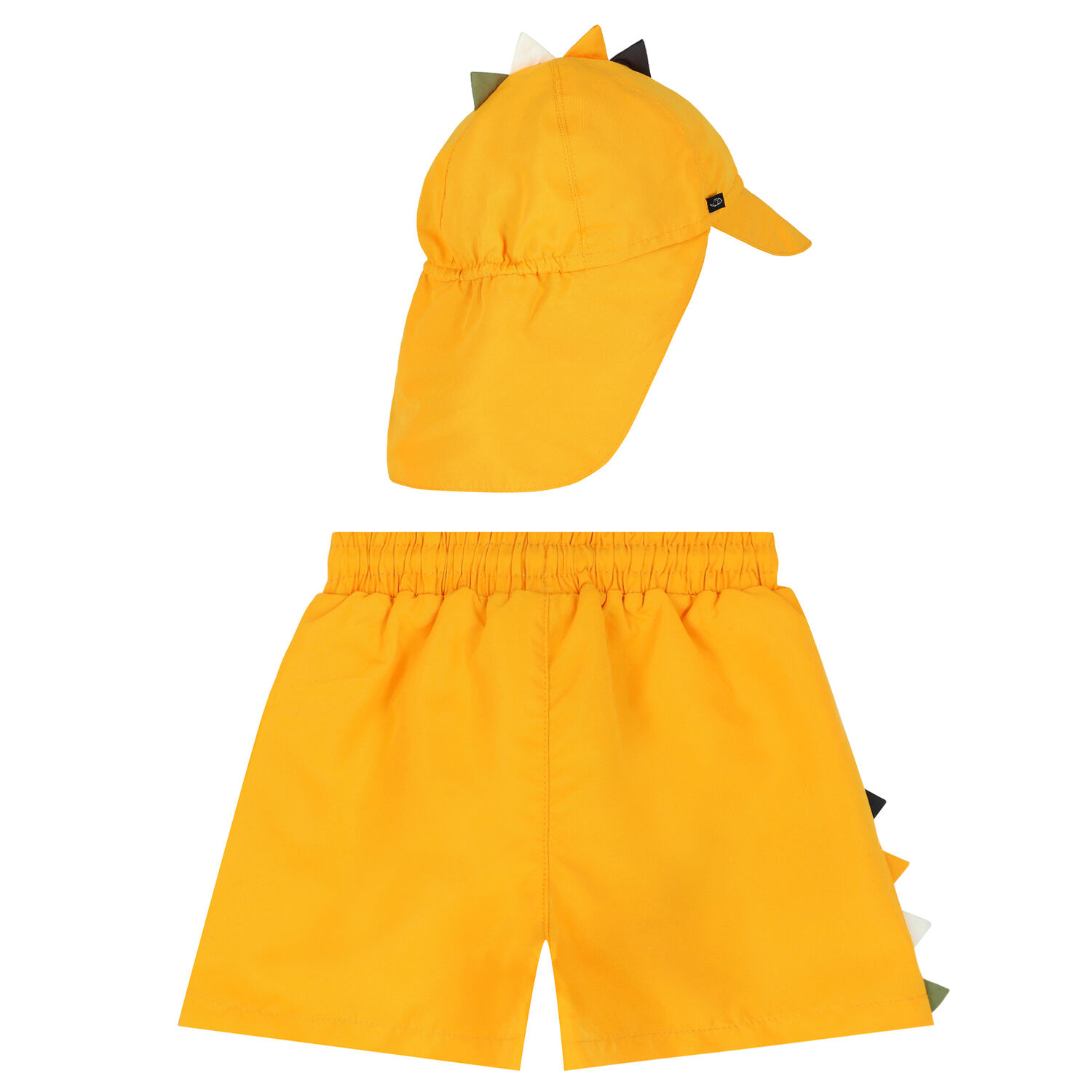 Younger Boys Yellow Dinosaurs Swim Shorts & Hat Set, 1, hi-res