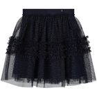 Girls Navy Blue & Gold Tulle Skirt, 1, hi-res