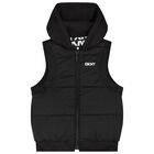 Black & White Logo Reversible Hooded Gilet, 1, hi-res