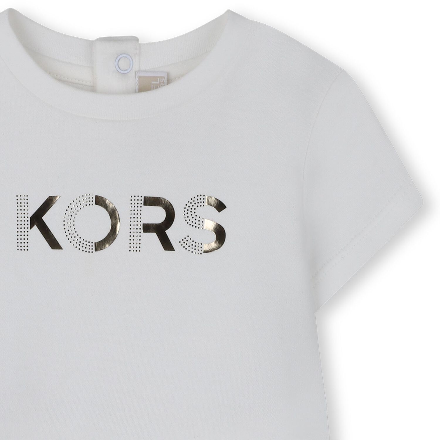 Younger Girls White & Ivory Logo Dress, 1, hi-res