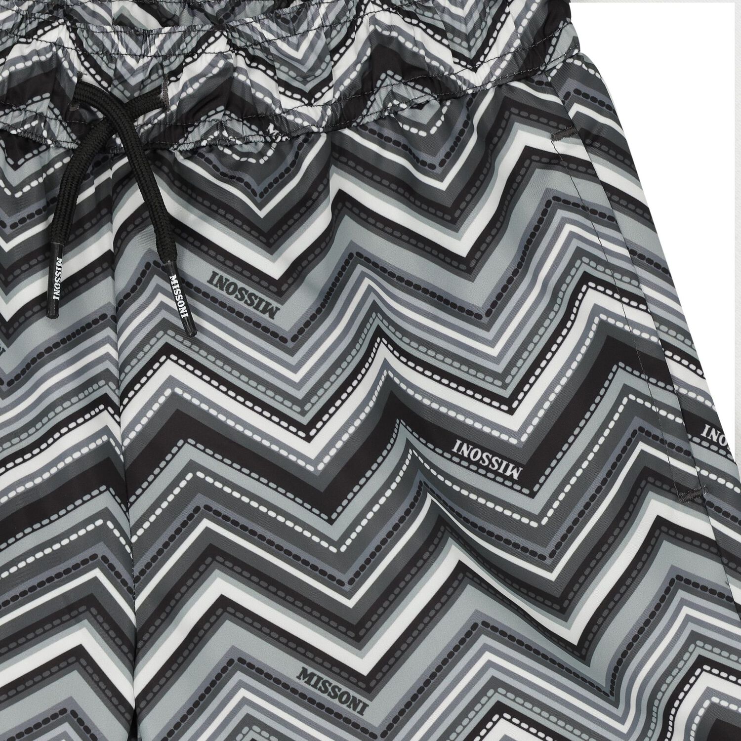 Boys Grey Zig Zag Swim Shorts, 1, hi-res