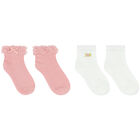 Baby Girls White & Pink Socks ( 2-Pack ), 2, hi-res