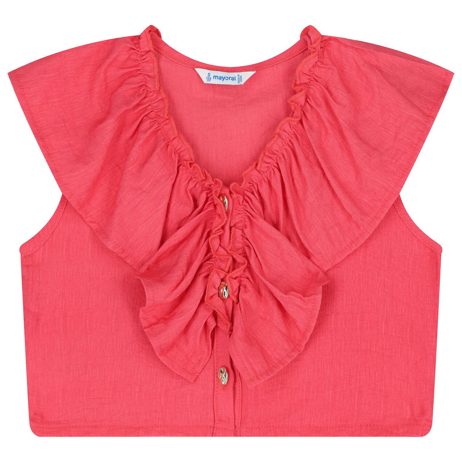 Girls Red Ruffled Shorts Set, 1, hi-res