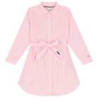 Girls Pink Striped Shirt Dress, 1, hi-res