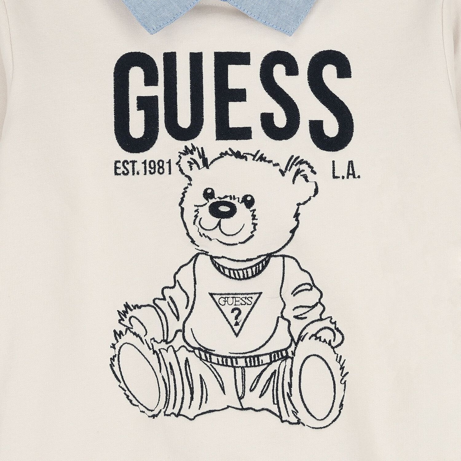 Boys Ivory & Blue Teddy Bear Logo Trousers Set, 1, hi-res