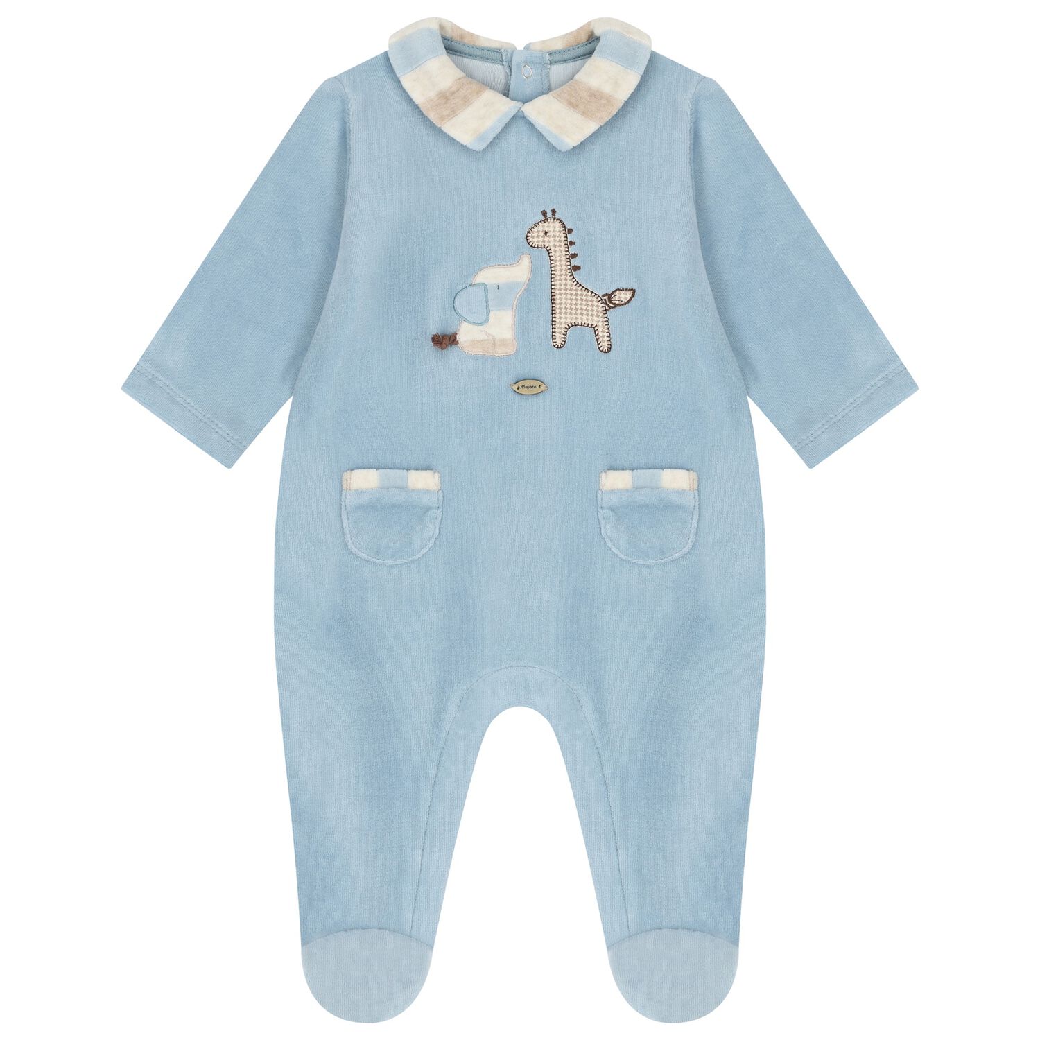 Baby Boys Blue Logo Babygrow, 1, hi-res
