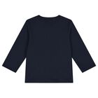 Younger Boys Navy Blue Logo Long Sleeve Top, 2, hi-res