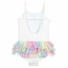 Girls White & Rainbow Tulle Swimsuit, 1, hi-res