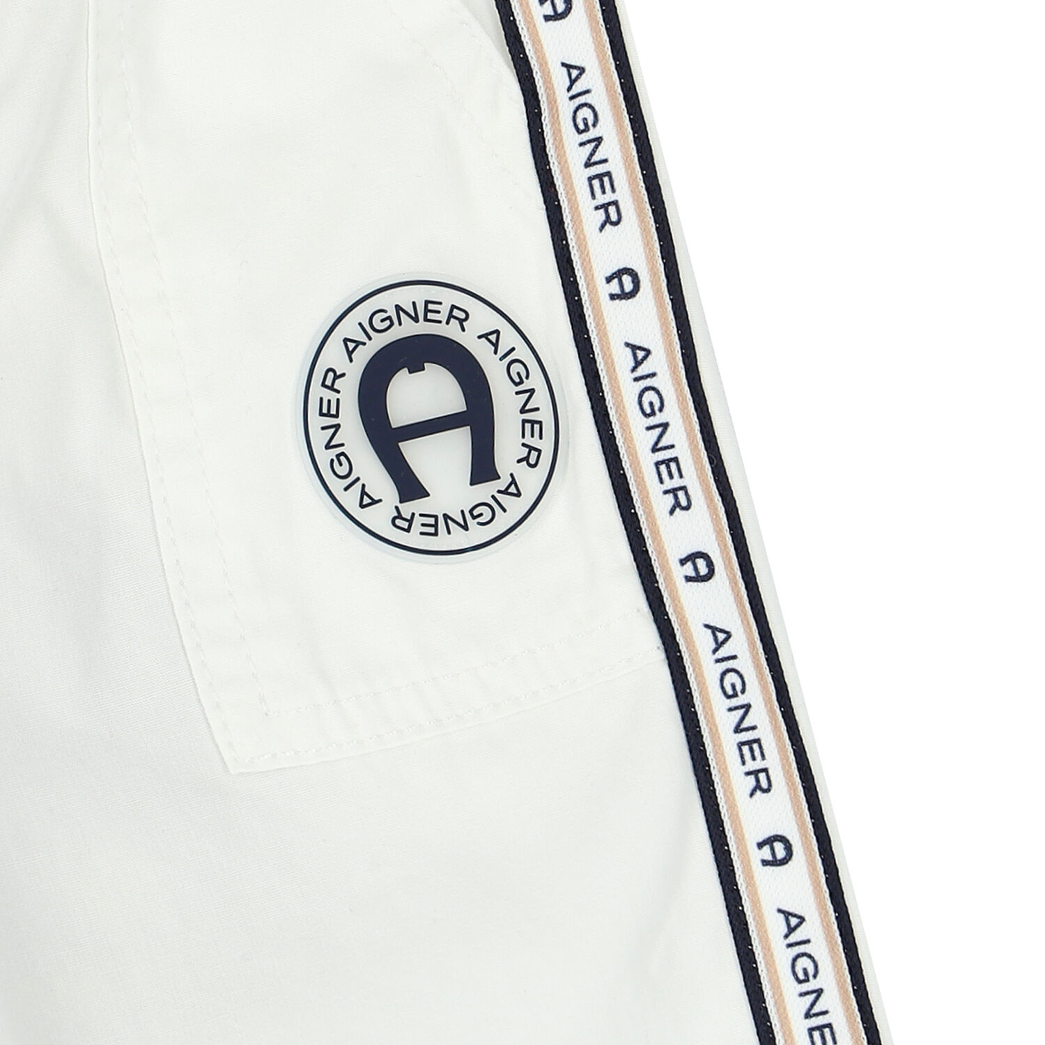 Younger Boys White Logo Shorts, 1, hi-res