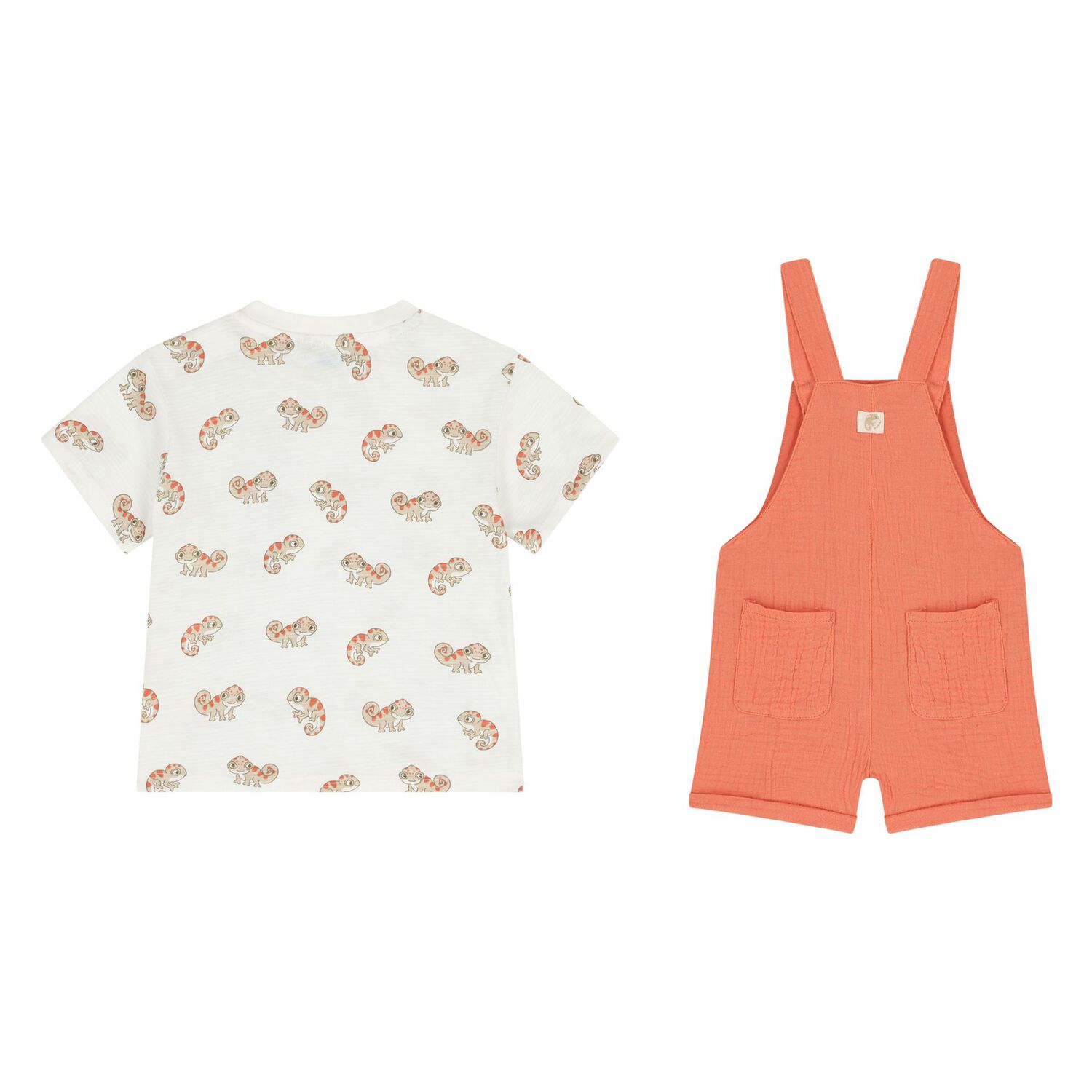 Younger Boys Orange Dungaree & Hat Set (3 Piece) , 1, hi-res