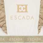 Girls Ivory & Gold Logo Ruffled Dress, 1, hi-res