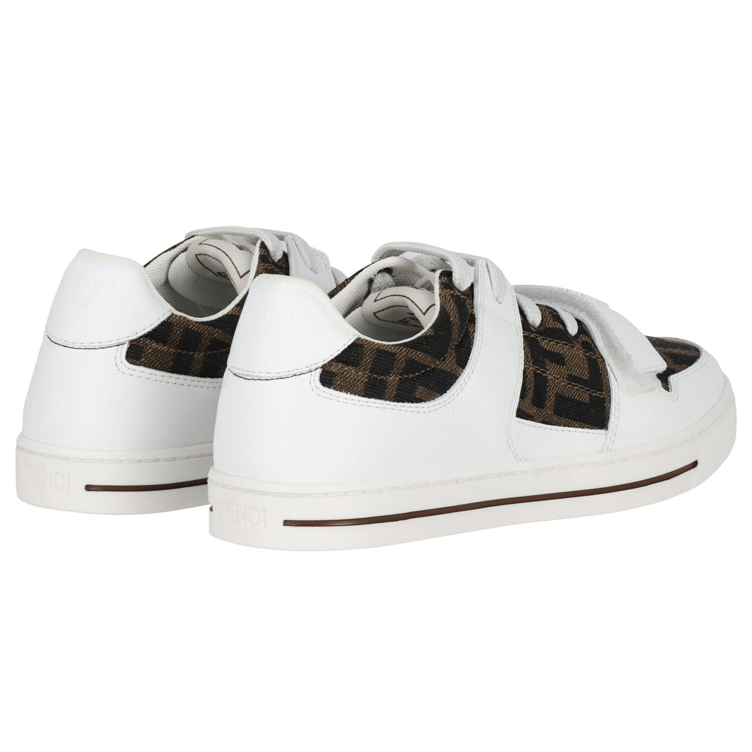 White FF Leather Trainers, 1, hi-res