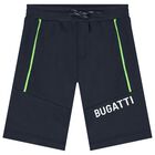 Younger Boys Navy Blue Logo Shorts, 1, hi-res