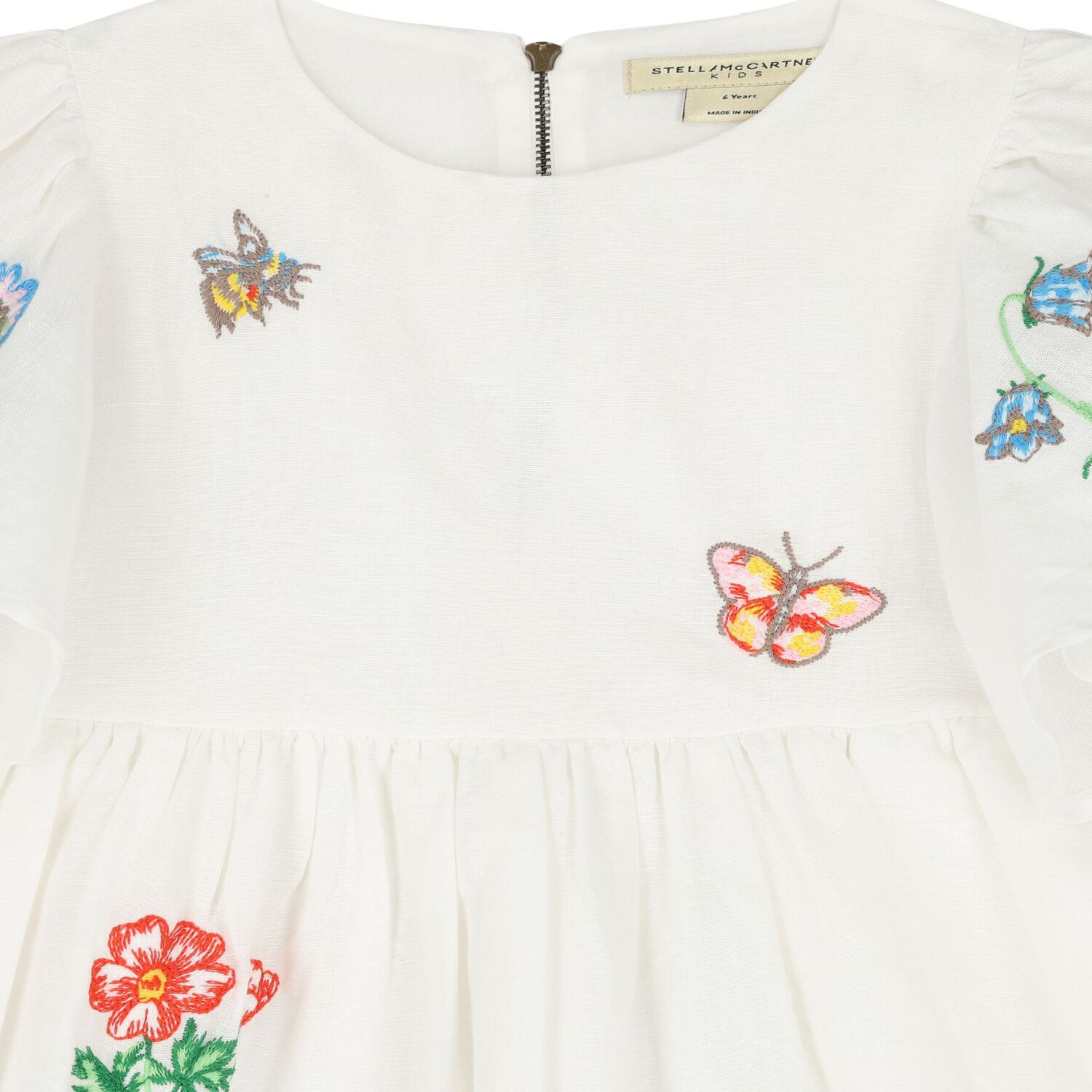 Girls Ivory Embroidered Flower Dress, 1, hi-res image number null