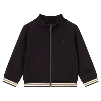 Younger Boys Black Zip Up Top