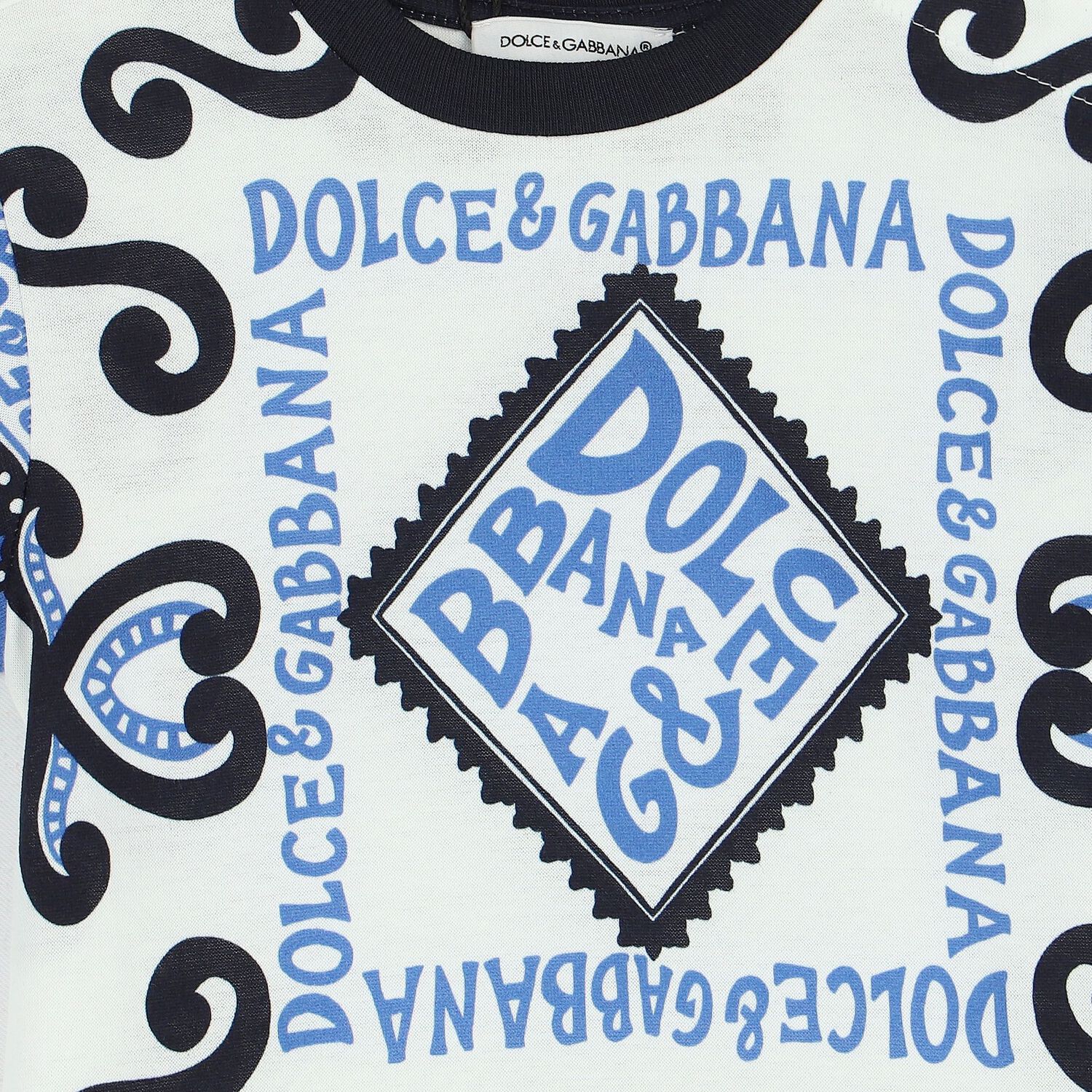 Baby Boys White & Blue Logo T-Shirt, 1, hi-res