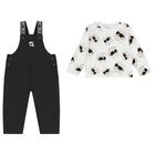 Baby Boys Black & White Ikonik Dungaree Set, 1, hi-res