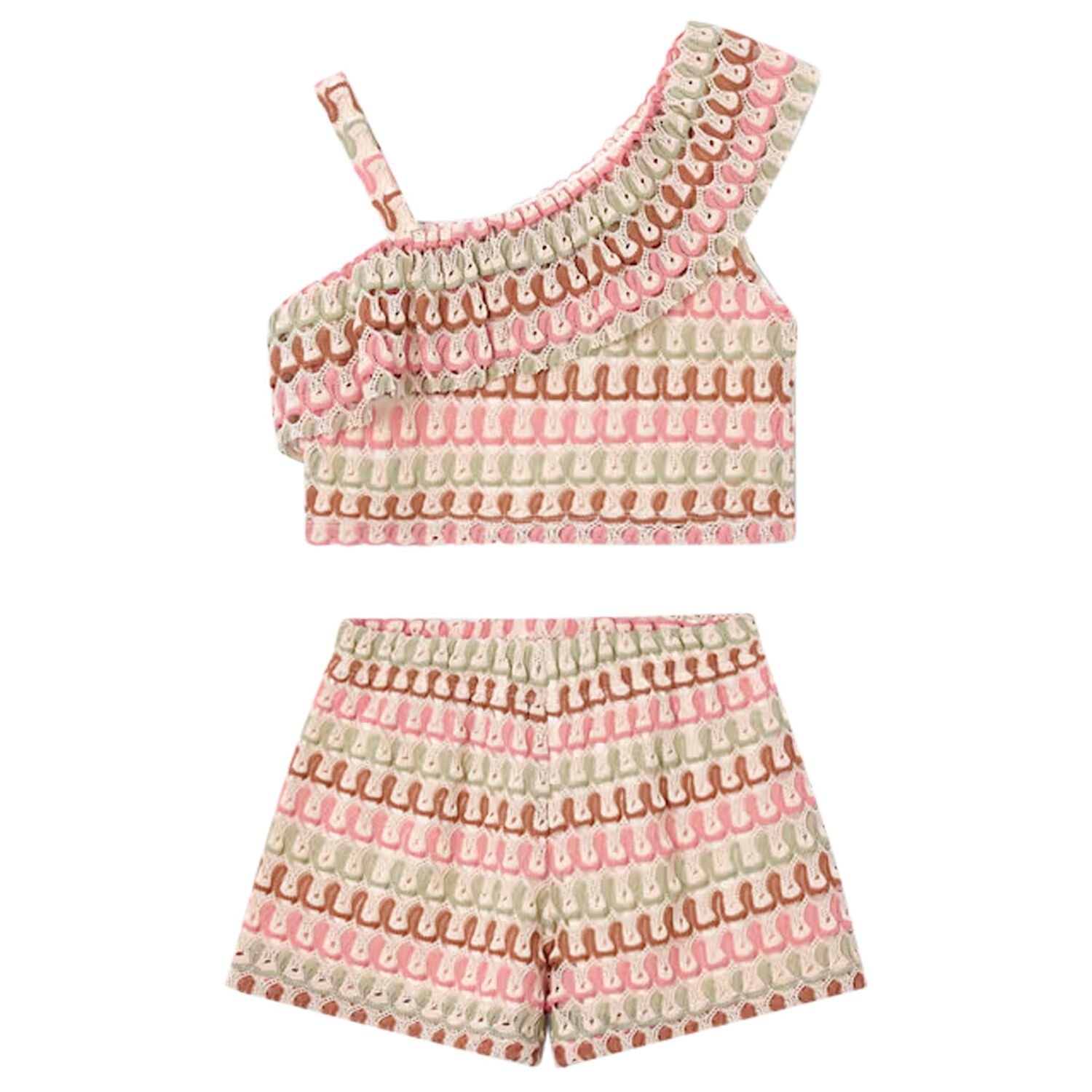 Girls Multi-Coloured Knitted Shorts Set, 3, hi-res