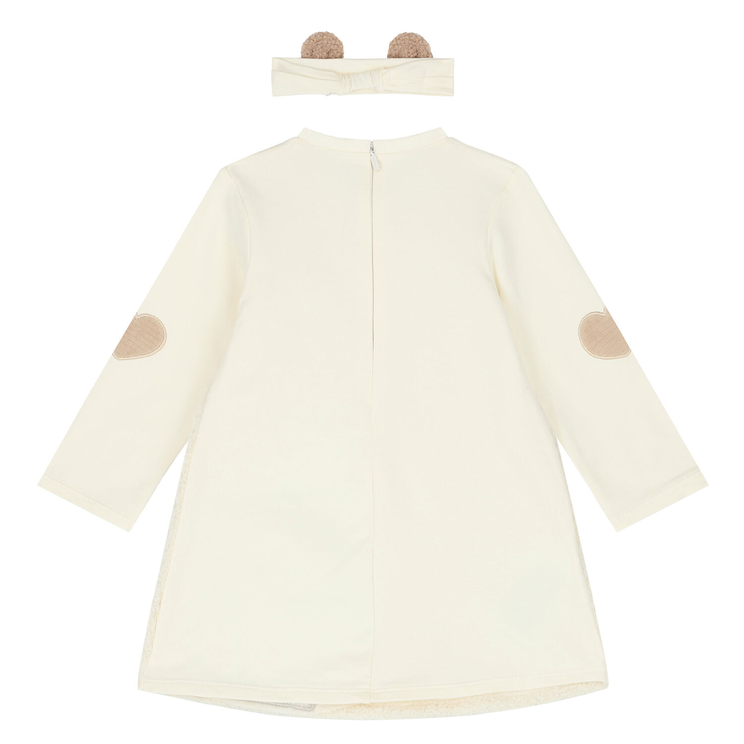 Baby Girls Ivory Teddy Bear Dress Set, 1, hi-res