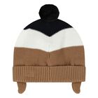 Younger Boys Black, White & Beige Logo Knitted Hat, 1, hi-res