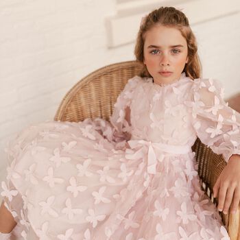 Girls Pink Butterfly Dress