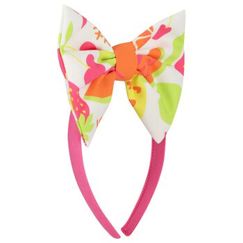 Girls White & Pink Bow Headband