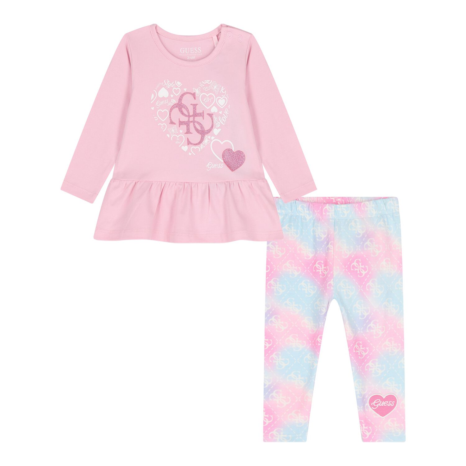Baby Girls Pink & Blue Logo Leggings Set, 1, hi-res image number null