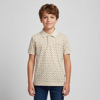 Boys Beige Logo Polo Shirt