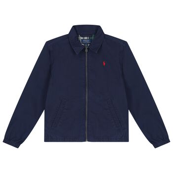 Boys Navy Blue Logo Jacket