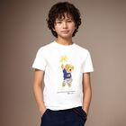 Boys White Polo Bear T-Shirt, 2, hi-res