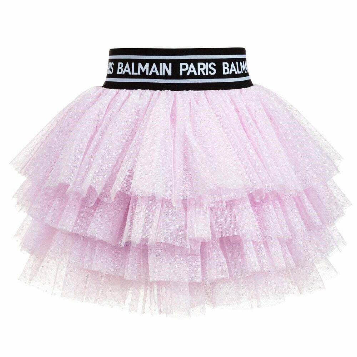 Girls Pink Dotted Glitter Tulle Skirt, 1, hi-res image number null