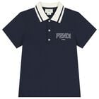 Boys Navy Blue Logo Polo Shirt, 1, hi-res
