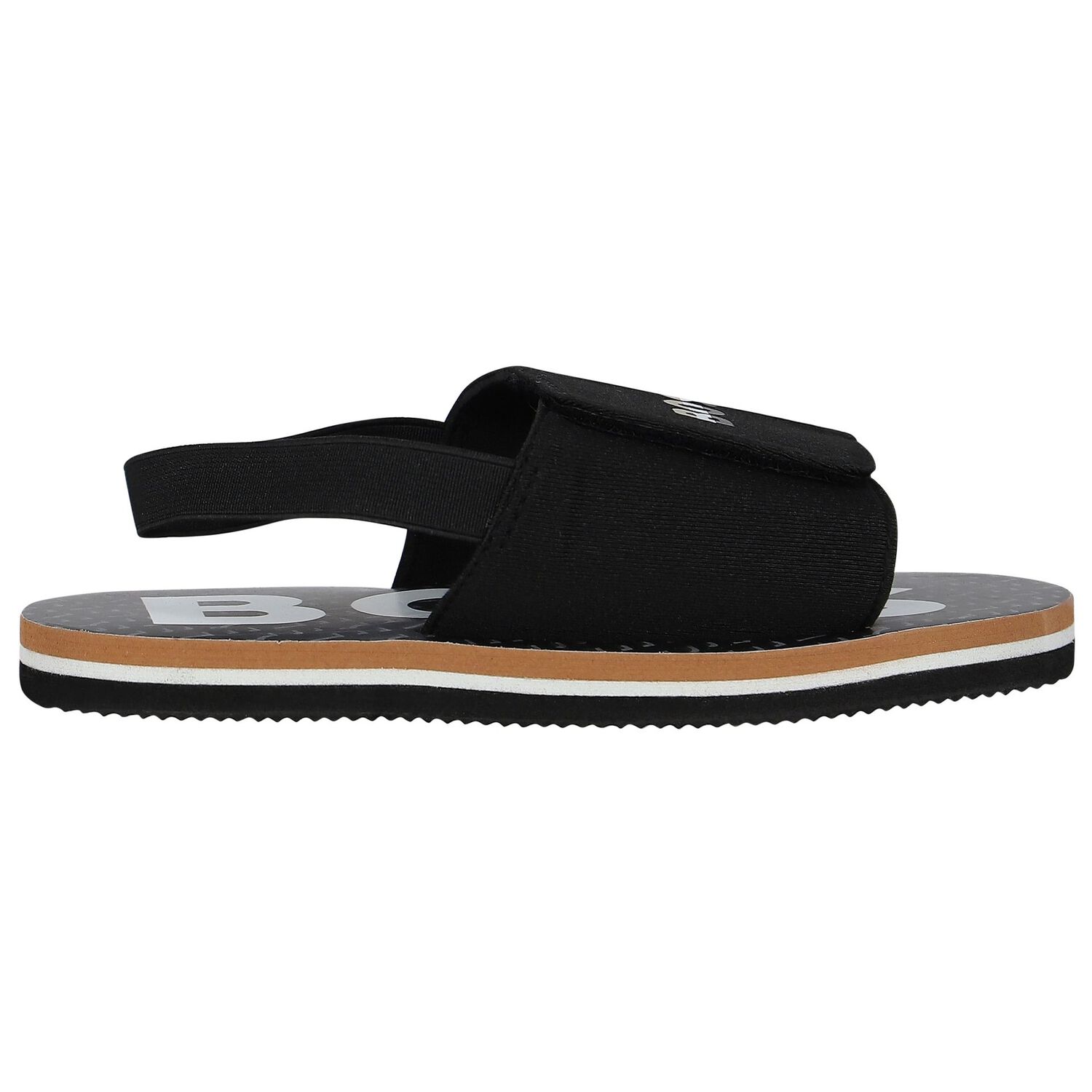 Boys Black Velcro Sandals, 1, hi-res