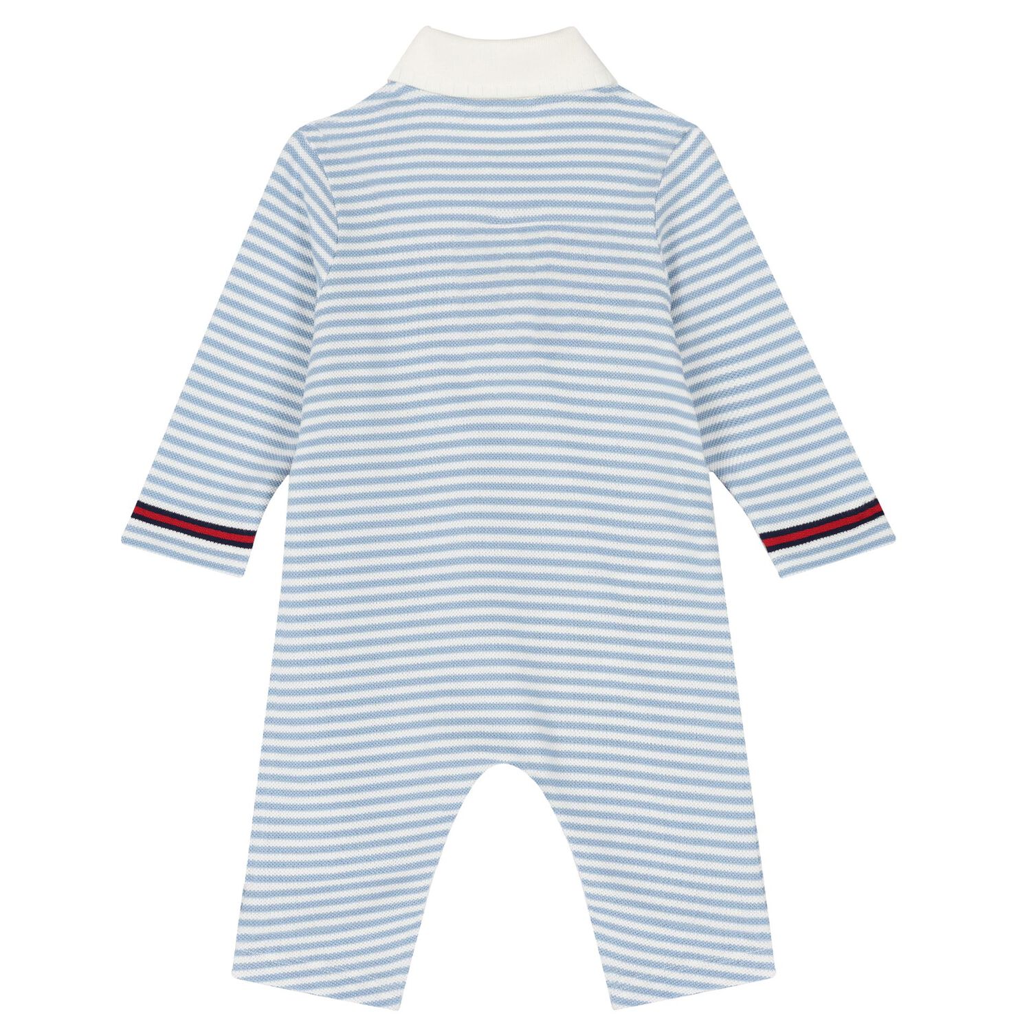 Baby Boys Ivory & Blue Striped Romper, 1, hi-res