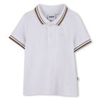 Younger Boys White Logo Polo Shirt, 2, hi-res