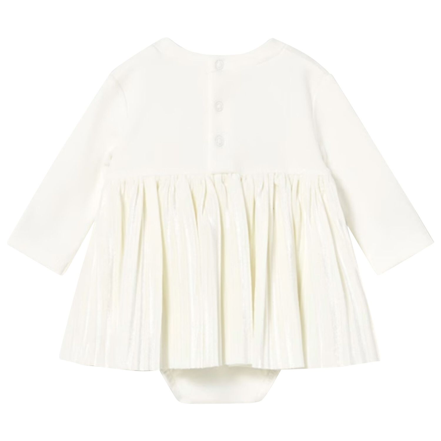 Baby Girls Ivory Bow Bodysuit Dress, 3, hi-res