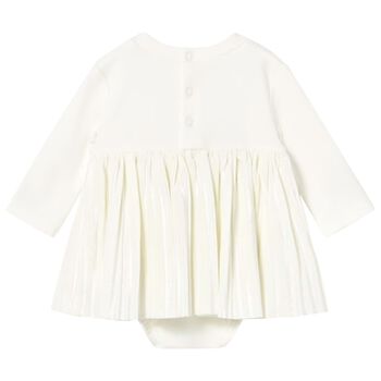 Baby Girls Ivory Bow Bodysuit Dress