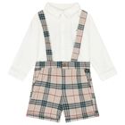 Baby Boys Ivory & Beige Check Shorts Set, 1, hi-res