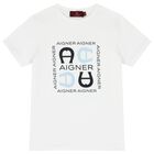 Boys White & Navy Blue Shorts Set, 1, hi-res