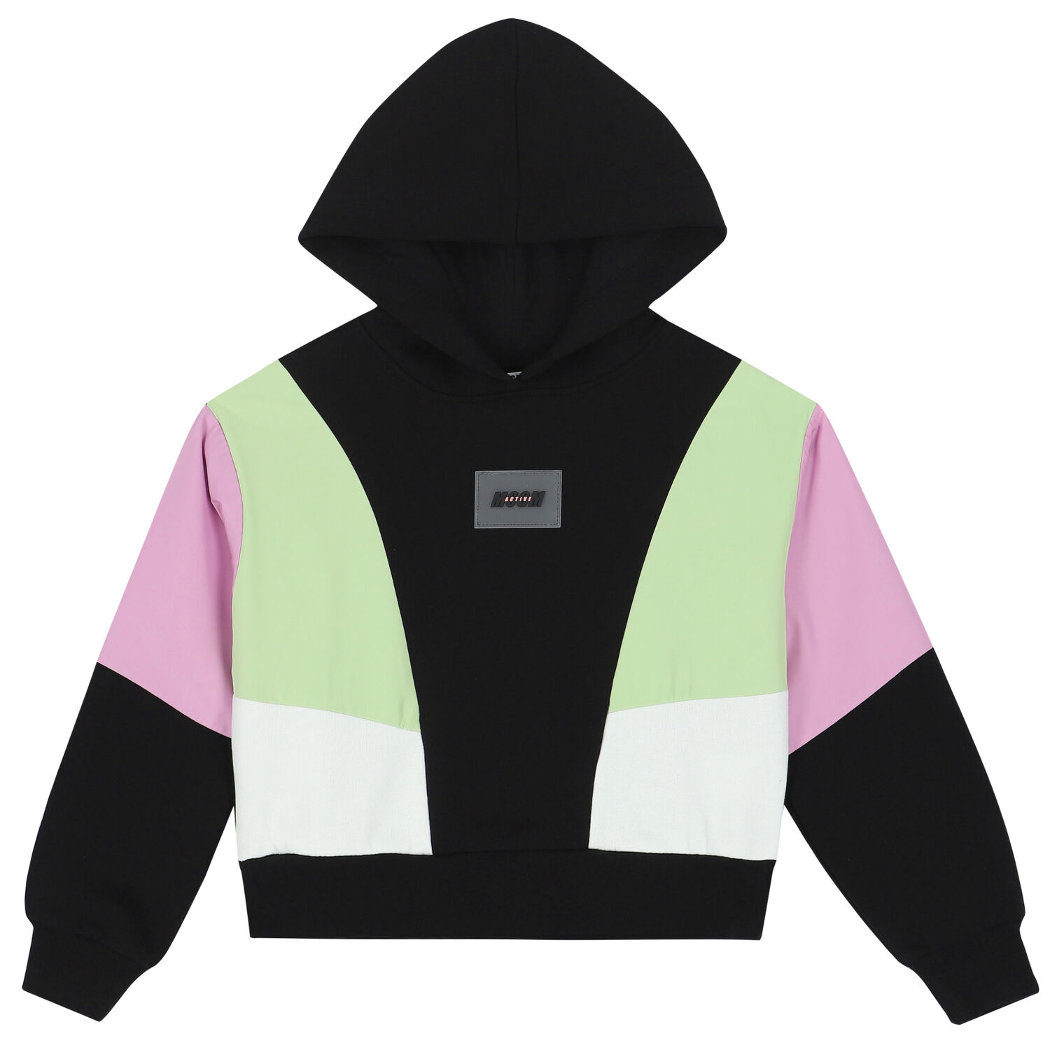 Girls Black Logo Hooded Top, 1, hi-res image number null