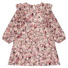 Girls Pink Logo Ruffled Dress, 1, hi-res