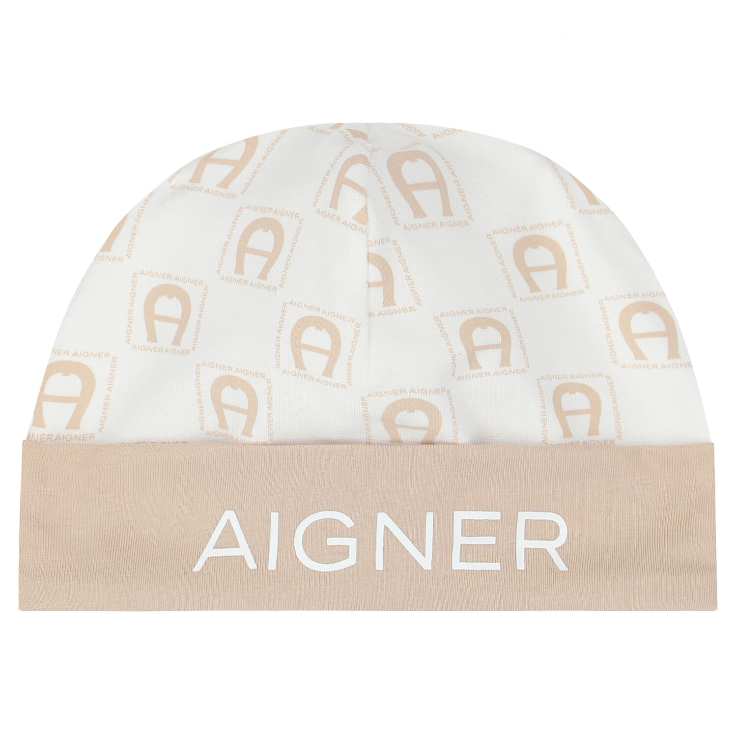 White & Beige Logo Baby Hat, 2, hi-res