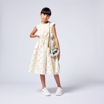 Girls White & Gold Choupette Handbag