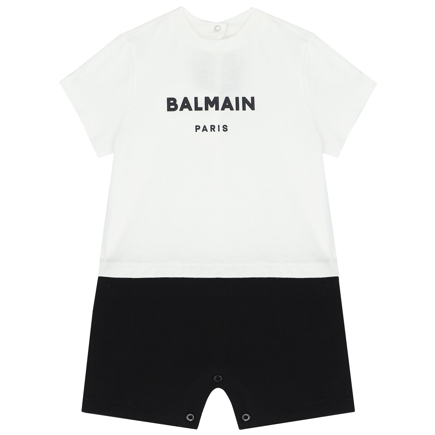 White & Black Logo Romper, 1, hi-res