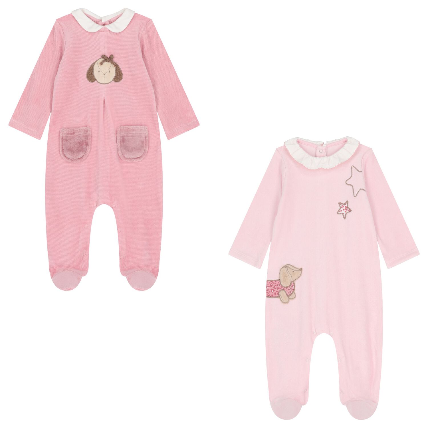 Baby Girls Pink Babygrows ( 2-Pack ), 1, hi-res
