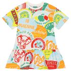Girls Multi-Coloured Logo Fruits Dress, 1, hi-res