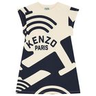 Girls Ivory Logo Dress, 1, hi-res