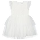 Girls White Tulle & Sequin Dress, 1, hi-res
