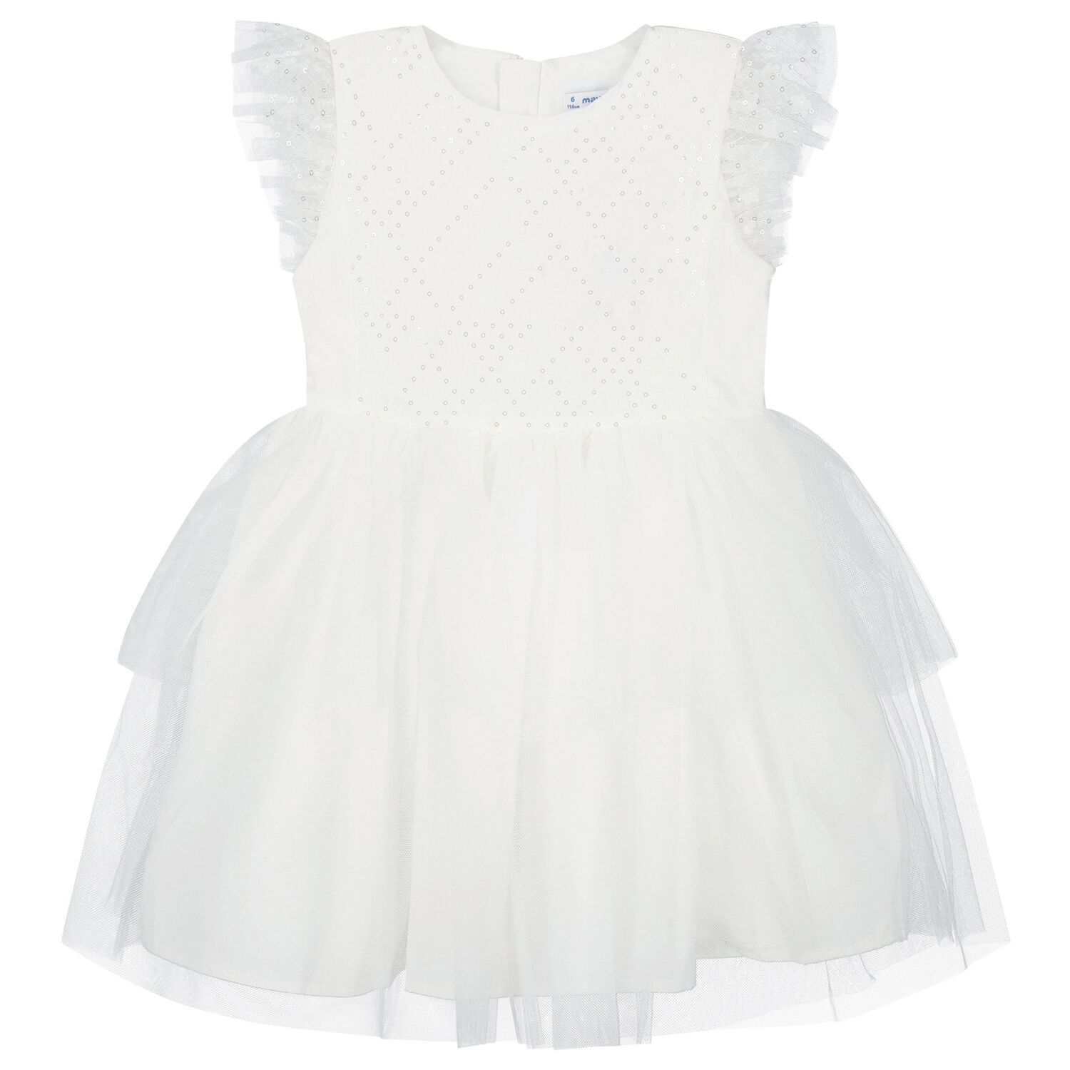 Girls White Tulle & Sequin Dress, 1, hi-res image number null
