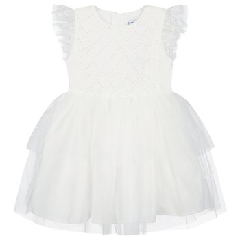 Girls White Tulle & Sequin Dress